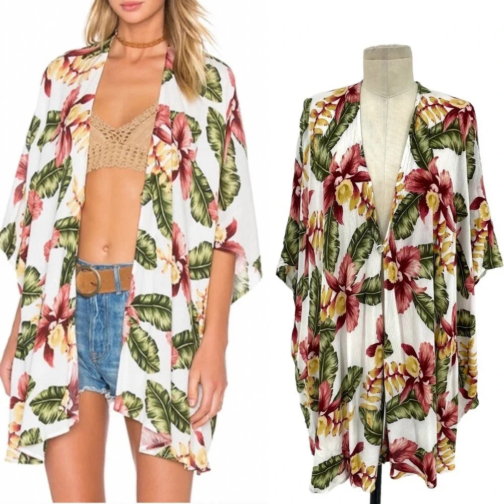 Show Me Your Mumu Kimono in Aloha Bloom Cloud Print Tropical‎ Size Small